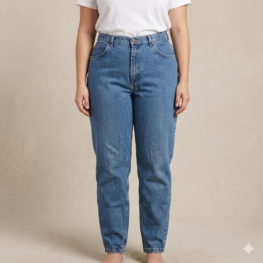 Gitano Vintage High Waisted Mom Jeans Medium Wash Relaxed Fit Size 14
